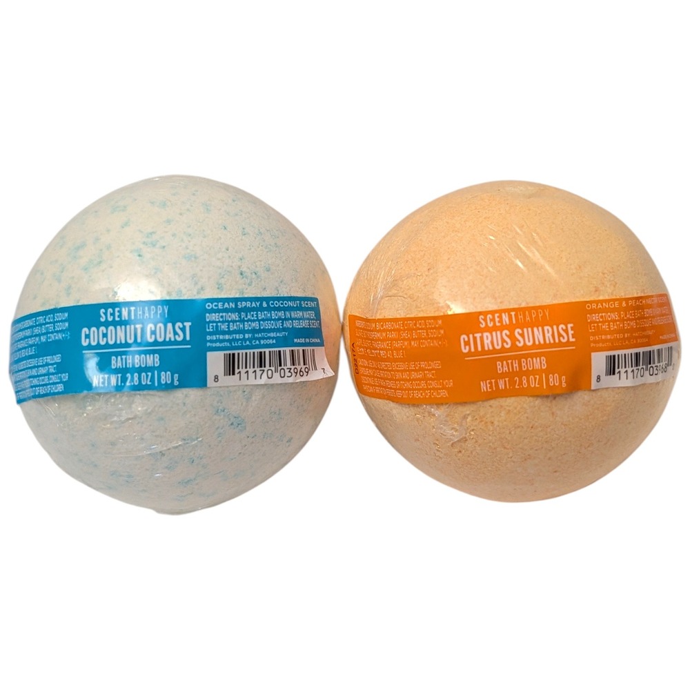 ScentHappy Bath Bombs Coconut Coast Citrus Sunrise Set 2.8 oz Each